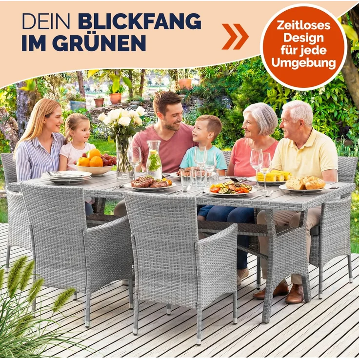 CASARIA® Polyrattan Gartenstühle 4er Set Grau – Bild 7