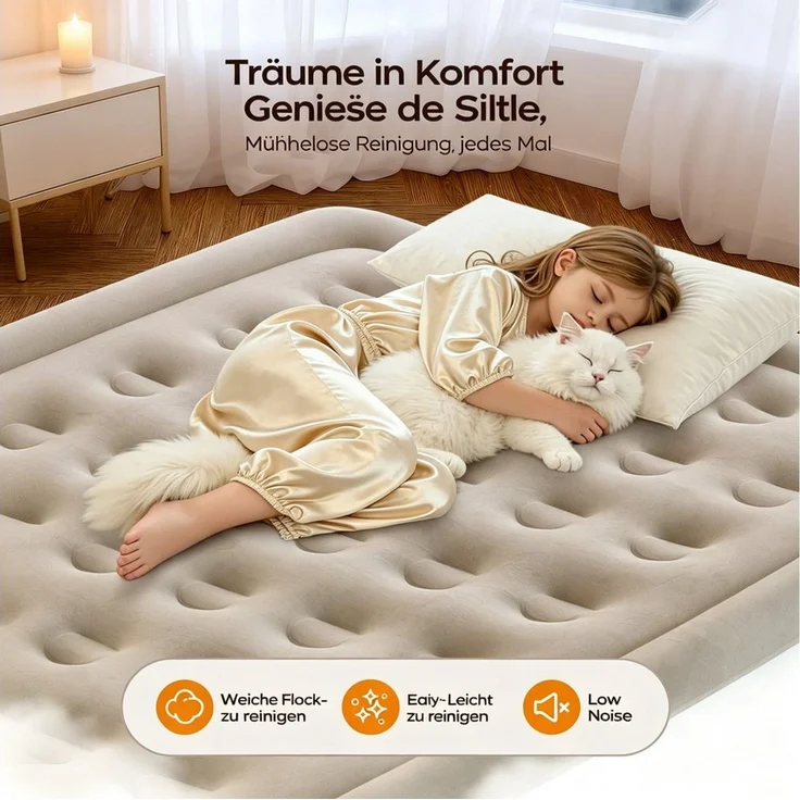 MC Star Luftmatratze Komfortable Luftmatratze 18″ hoch, bis 362 kg Tragkraft, (mit integrierter Pumpe, für Gäste, Camping & Zuhause, leise & pflegeleicht, platzsparend), Family Size, inkl. Tragetasche & Pumpe – Bild 4