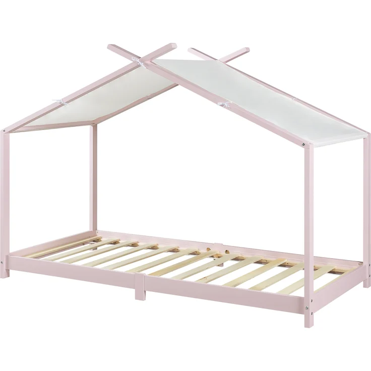 Hausbett Kinderbett Brome aus Holz 90x200 cm rosa mit Lattenrost [en. casa] – Bild 3