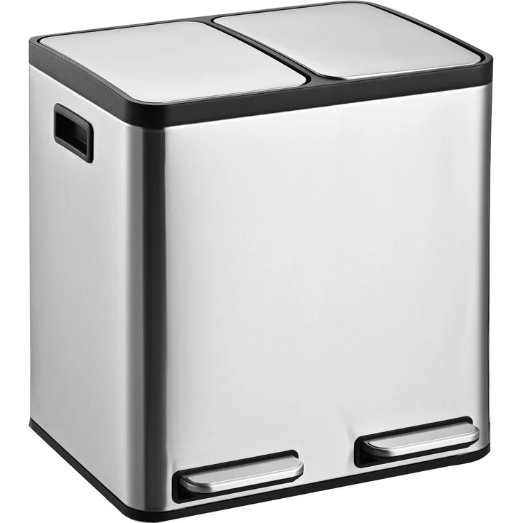 Gardissimo RUBI XL Duo Mülleimer Edelstahl Abfalleimer Treteimer 2x30 Liter – Bild 1