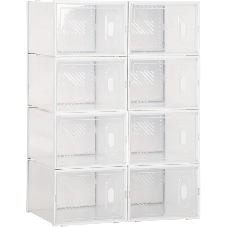 Platzsparender, modularer Schuhschrank auf Rollen, 8 Fächer à 28 x 36 x 21 cm aus PP-Kunststoff, weiß – Bild 2