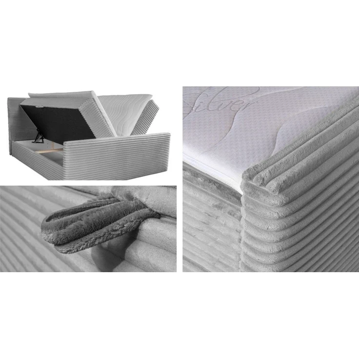 Kaiser Möbel Boxspringbett Trento mit Bettkasten, Topper und Bonellmatratze, VELO Stoff (Komplett-Set (Bettgestell, Matratze, Topper), mit Topper mit Bettkasten antibakterieller Bezug einfache Montage – Bild 4