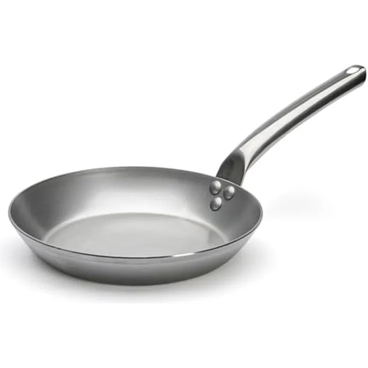 de Buyer - Bratpfanne CARBONE PLUS aus Eisenstahl - mit Rohrstielgriff aus Edelstahl - 24 cm - 5130.24, Silber