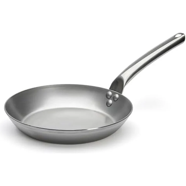 de Buyer - Bratpfanne CARBONE PLUS aus Eisenstahl - mit Rohrstielgriff aus Edelstahl - 24 cm - 5130.24, Silber