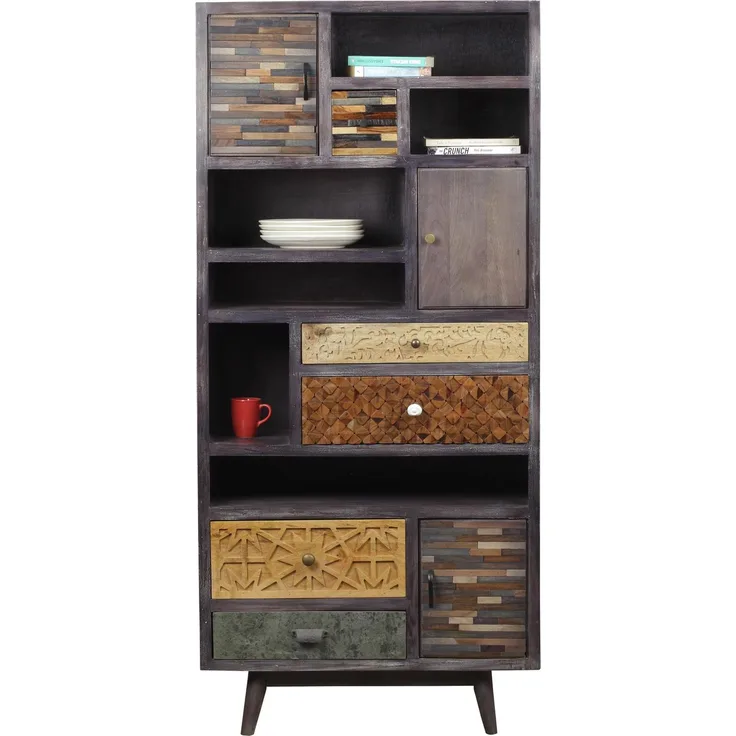 Interia Home & Living Regal TOBOL aus Mango, Akazie, MDF FSC Recycled Braun 80x40x183 cm