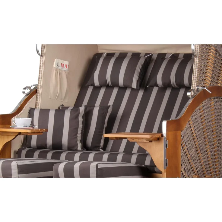 Strandkorb Komplettset - bene living - Schleswig Pinie - PE mokka - Modell 554 – Bild 3