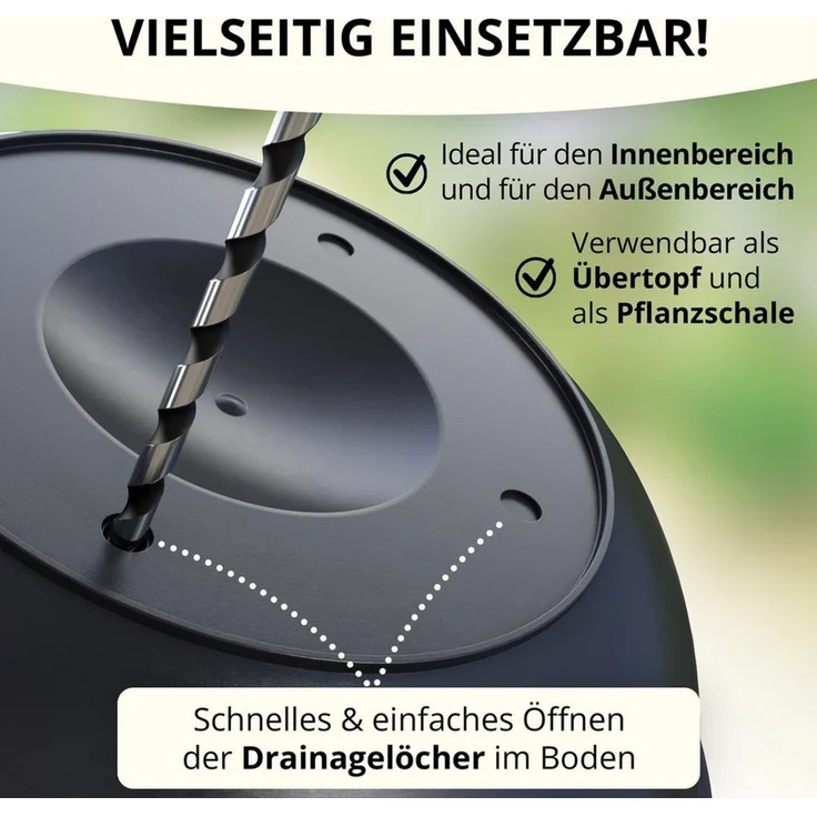 Plastard Pflanzschale 3er, 5er Set Blumenschale verschied. Größen Pflanzgefäß aus Kunststoff (Set, 5 St, Pflanzschale mit Untersetzer), UV-beständig, witterungsbeständig, Optionale Drainagelöcher – Bild 4