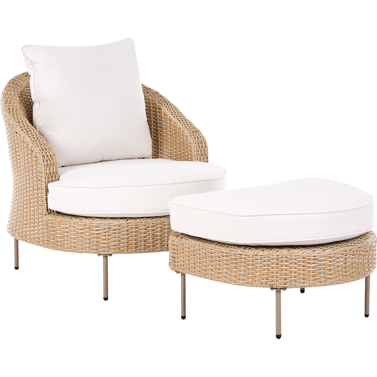 Gartensessel mit Ottomane ARCILLE Polyrattan Beige