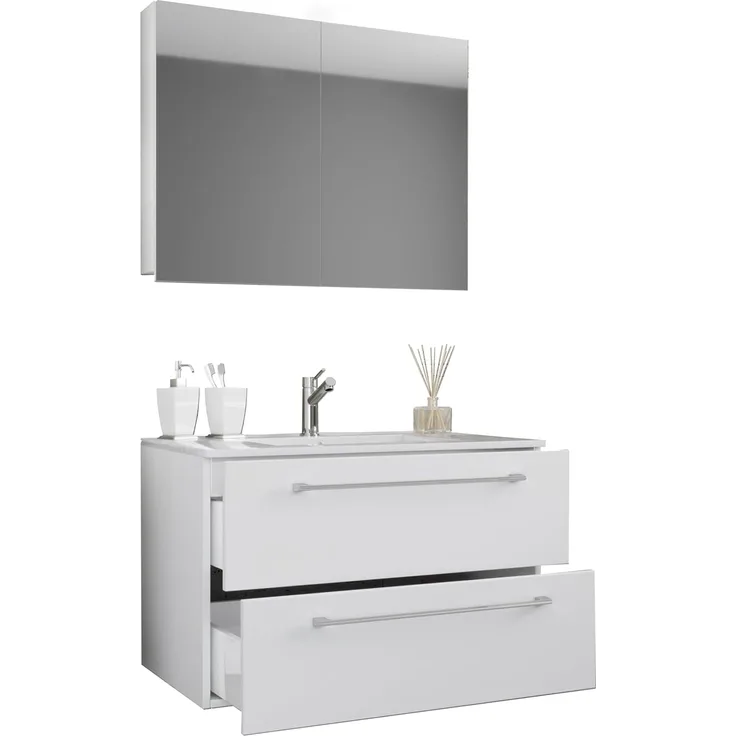 VCM Badmöbel Waschtisch Badinos 914333 Weiß H. 109 x B. 80 x T. 46 cm