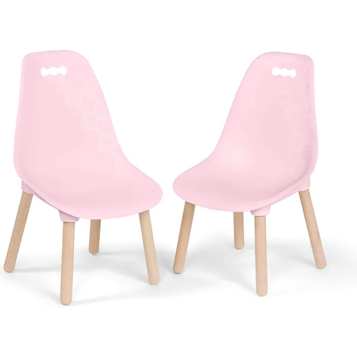 B. toys - Kid Century Modern: Stuhlset - Rosa - Kinderstuhl-Set - 2 Stühle - Rosa - Trendige Möbel für Kleinkinder, Kinder - Natürliche Holzbeine