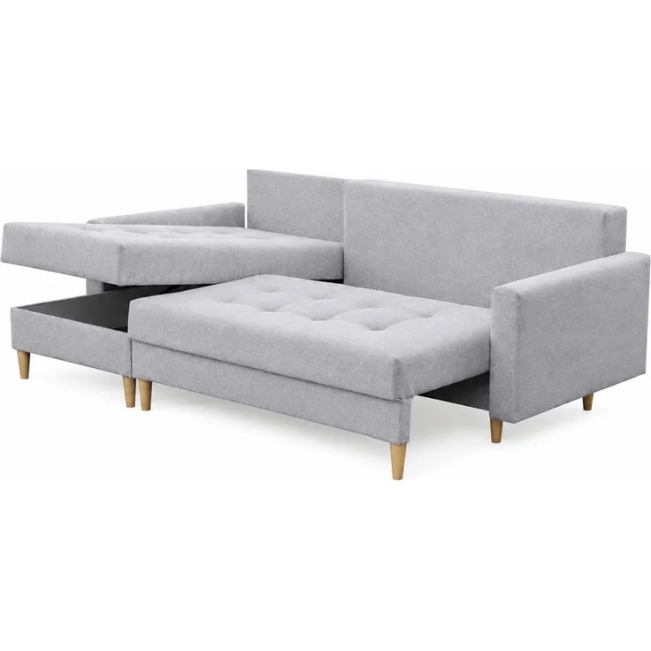 KRISAN MÖBEL Ecksofa ARCTIC in Hellgrau Stoff MALMO 222 x 90 x 140 cm Modernes Schlafsofa mit Bettfunktion und Bettkasten – Bild 3
