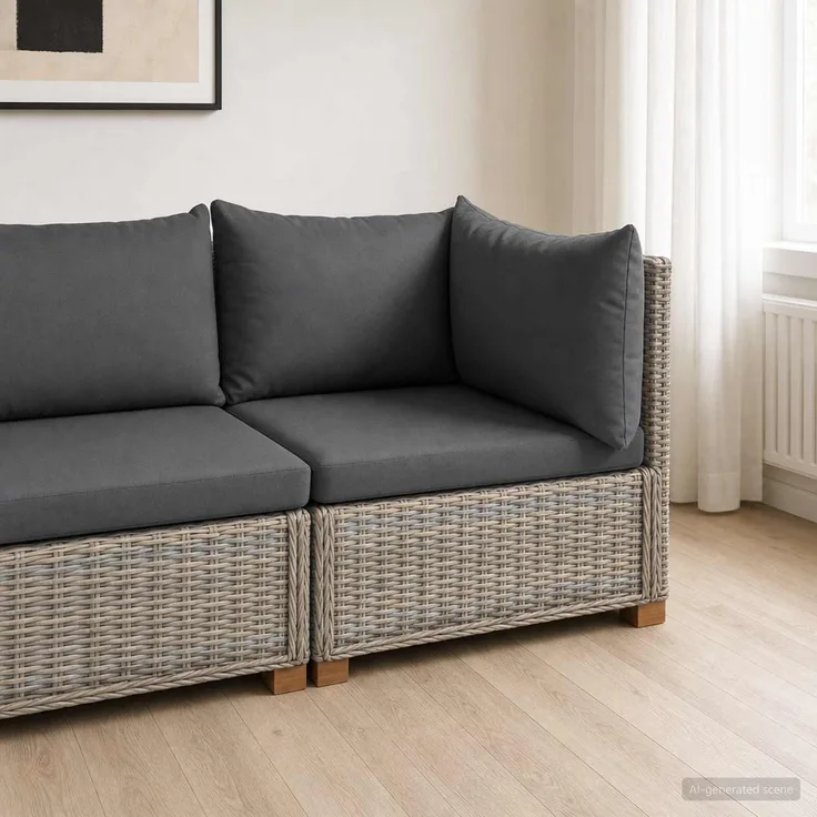 vidaXL Ecksofa mit Kissen GENDT Natürliches Rattan Kubu Grau 42034383