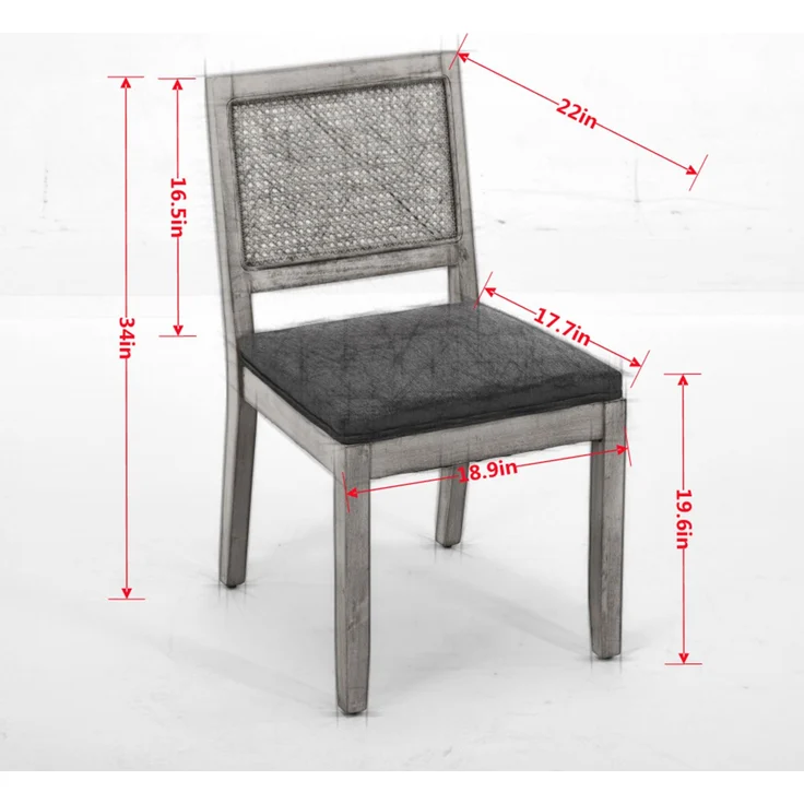 2er-Set Rattan-Esszimmerstühle, Landhausküchenstühle mit Rohrgeflecht-Rückenlehne, Mid-Century-Modern-Stühle mit Naturholzrahmen, weiche Schaumstoff- und S-Federkissen für die Küche, Beige, CA2883BG – Beige – 56 x 48 x 86,5 cm – YOUDENOVA – Bild 8