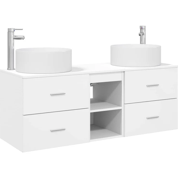 vidaXL Badezimmerschrank-Set 3 stk. Weiß 129 x 44,5 x 80 cm 3405947 – Bild 2