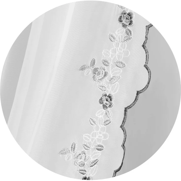 Gardinenset mit Stangendurchzug, Serie: Satin ca. 140x120 cm 140x120 cm schwarz - Blumen bestickt – Bild 3