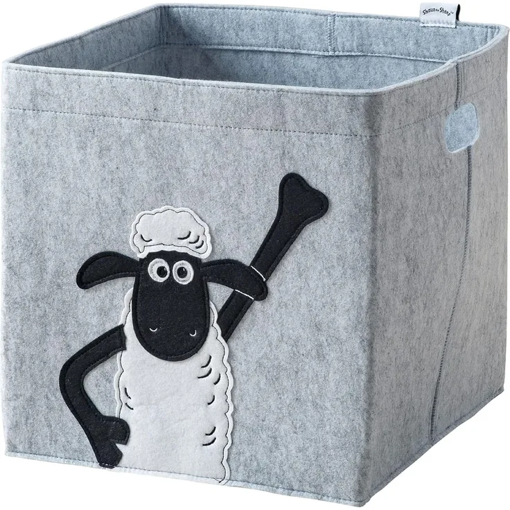 LIFENEY meets Shaun das Schaf Aufbewahrungsbox für Kinder - Filz-Box mit dem kultigen Schaf zum Verstauen von Spielzeug - 30 x 30 x 30 cm passend für klassische Würfelregale