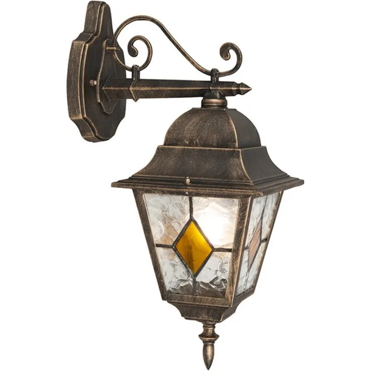 Qazqa Außen-Wandleuchte Antigua, ohne Leuchtmittel, E27, Bronze, Landhaus, Stahl, 1-flammig