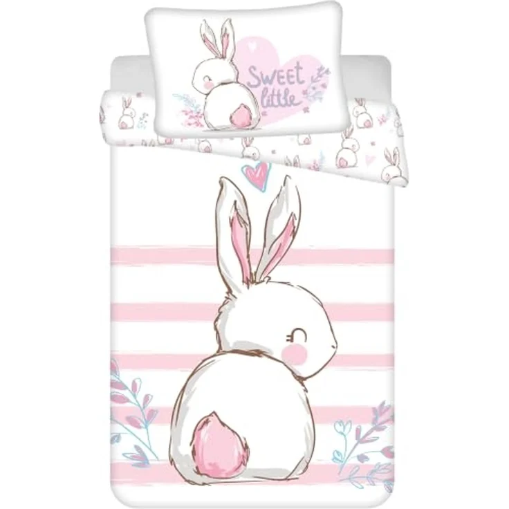 Baby Bettwäsche Bunny rosa mit Hase 100x135 + 40x60 cm – Bild 1