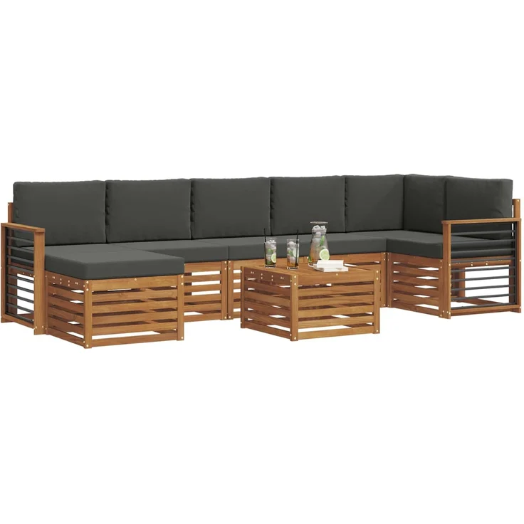 vidaXL Outdoor-Sofagarnitur 8 stk. 8-Sitzer Natur und Anthrazit 3375222 – Bild 3