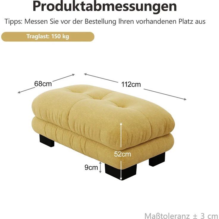 Paris Ottoman - Yellow--Gelb--112x68x52cm--YOUDENOVA – Bild 4