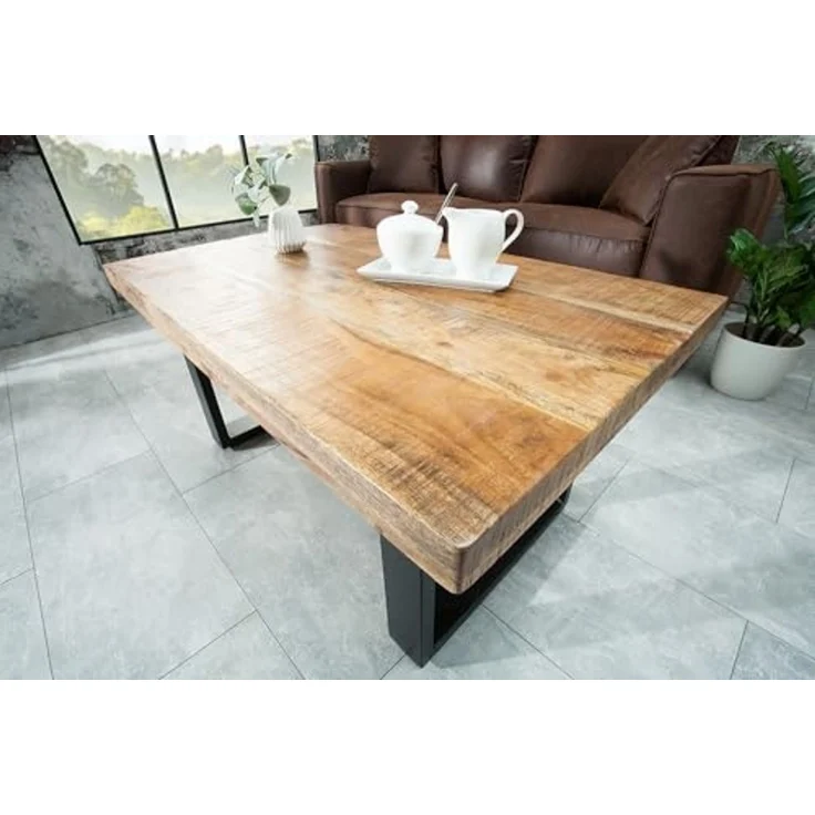 riess-ambiente Couchtisch IRON CRAFT 100cm natur / schwarz (Einzelartikel, 1-St), Wohnzimmer · Massivholz · Metall · Kufen-Gestell · eckig · Design – Bild 2