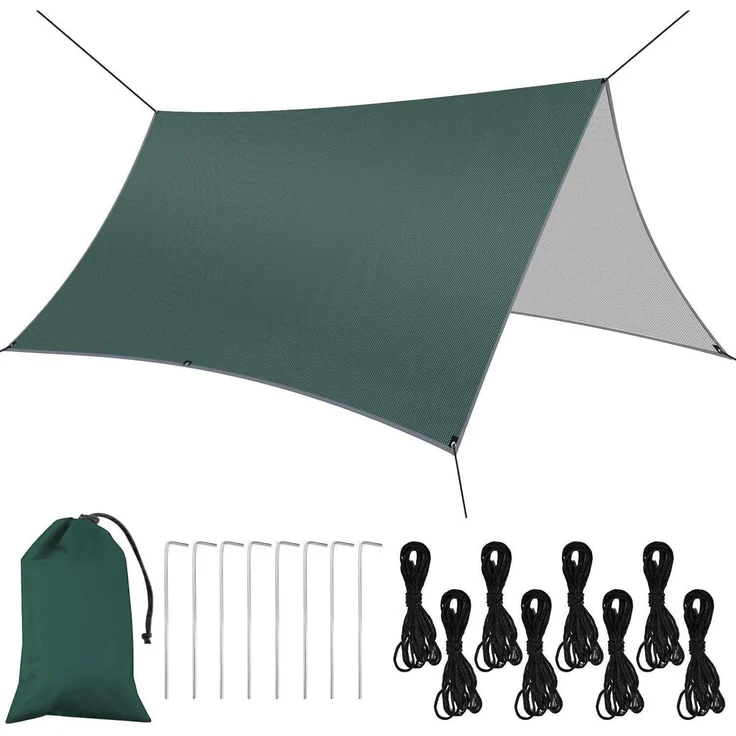 Flintronic Tarp 3x3m Wasserdicht Sonnensegel Camping UV Schutz Heringe Seile – Bild 1