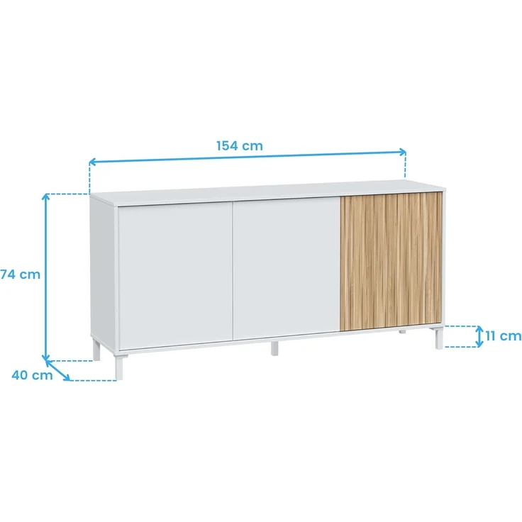 Calicosy Buffet 3 Türen L154 cm - Ethna - Weiß – Bild 3