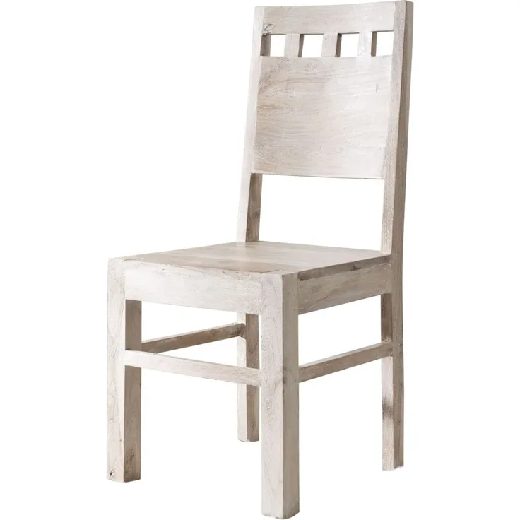 Stuhl Akazie 45x45x100 weiß getüncht NATURE WHITE #120, 2er Set