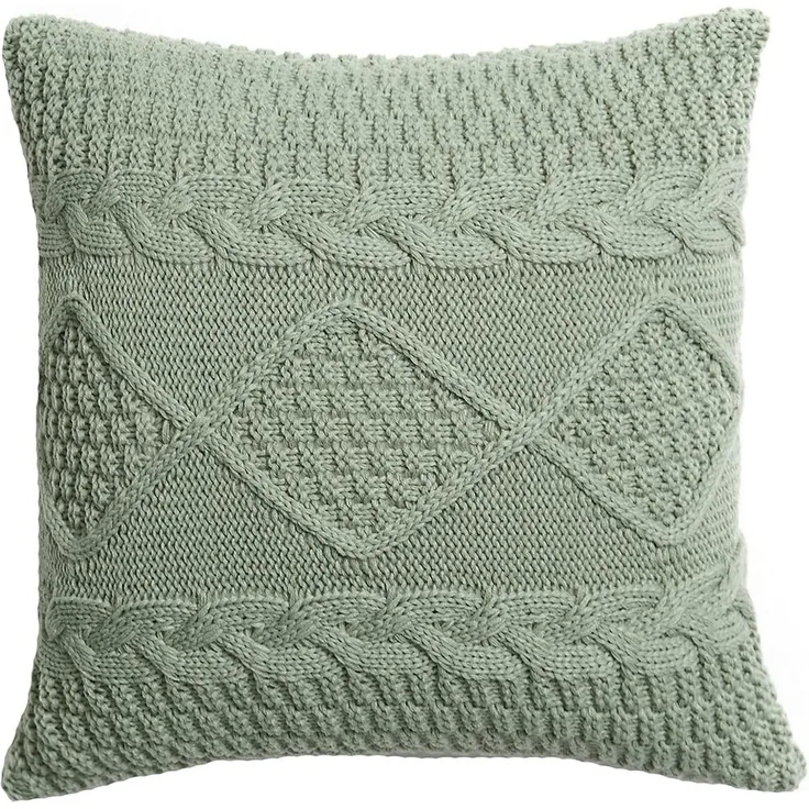 ABC Gestrickter Kissenbezug im Retro-Stil, grau