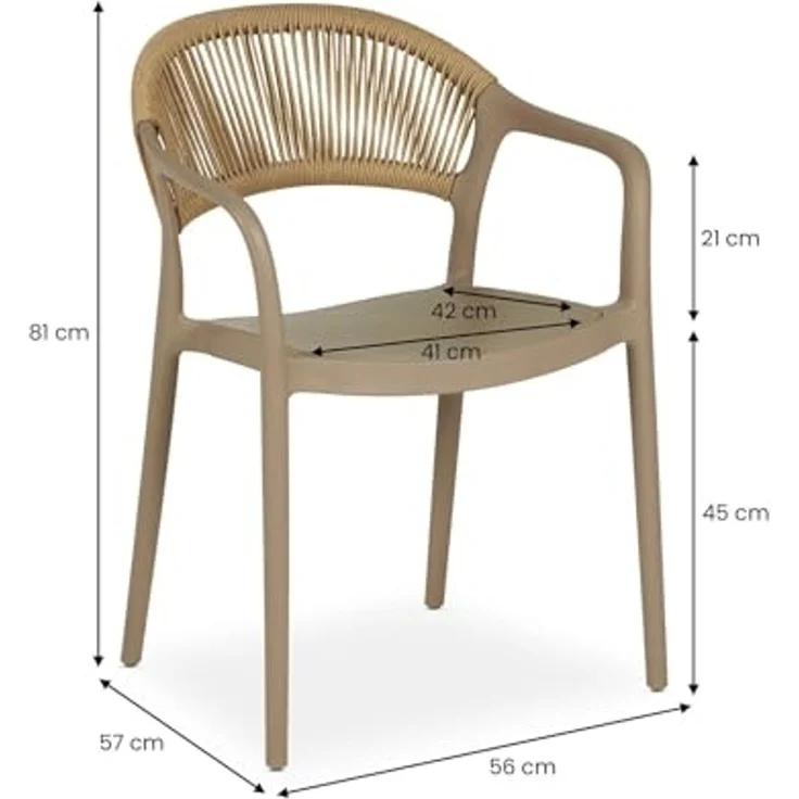 IDIMEX Garten-Essgruppe NARCISO, moderne Garten Sitzgruppe 1 Tisch & 6 Stühle mit Rope champagner – Bild 5