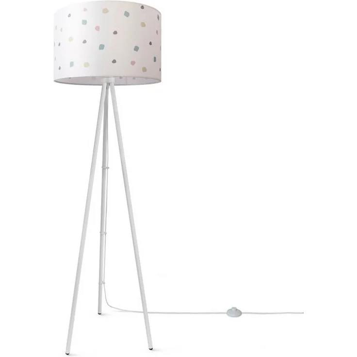 Paco Home Stehlampe Trina Dots, ohne Leuchtmittel, Dreibein Lampenschirm Rund Stoff Standlampe Bunt Punkte Mit Stecker – Bild 4