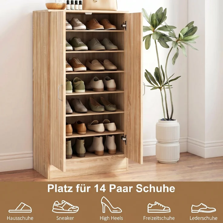 HOMCOM Schuhschrank, Spanplatte, Naturholz, 55L x 35B x 108H cm – Bild 4
