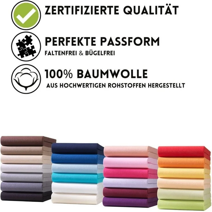 Hometex Premium Textiles Spannbettlaken Jersey Spannbettlaken 100% Baumwolle, Jersey, Gummizug: Rundumgummizug, Premium-Jersey Matratzenhöhe bis 23 cm – Bild 3