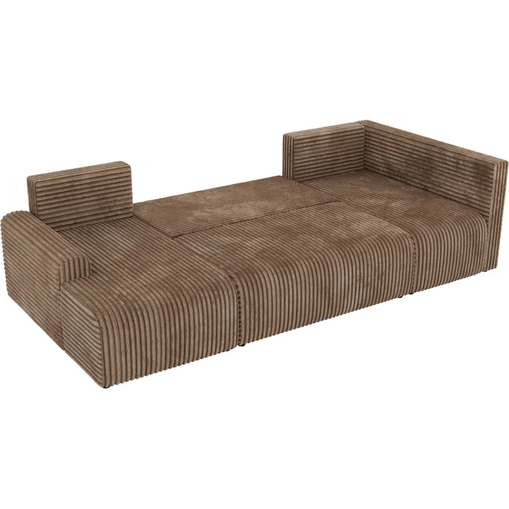 U-förmiges Sofa NESSARO COR U mit Schlaffunktion und Bettkasten, Freistehende Wohnlandschaft, DL-System, Bonellfederkern - Braun Cord - Rechts Seite – Bild 10