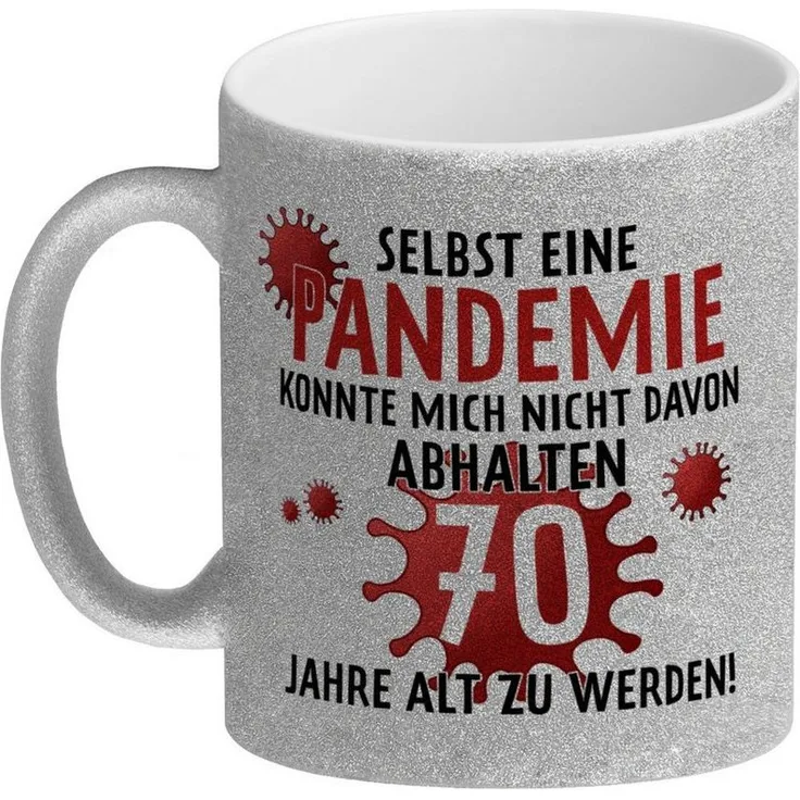 speecheese Tasse Witziger Glitzer Kaffeebecher für den 70. Geburtstag mit Motiv: