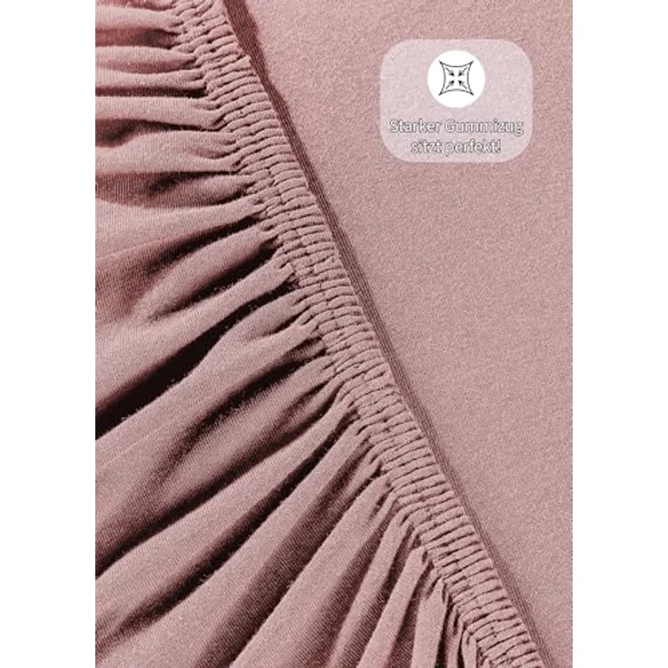 Jersey Spannbettlaken Baumwolle 90x200+30 cm, diverse Farben Altrosa – Bild 9