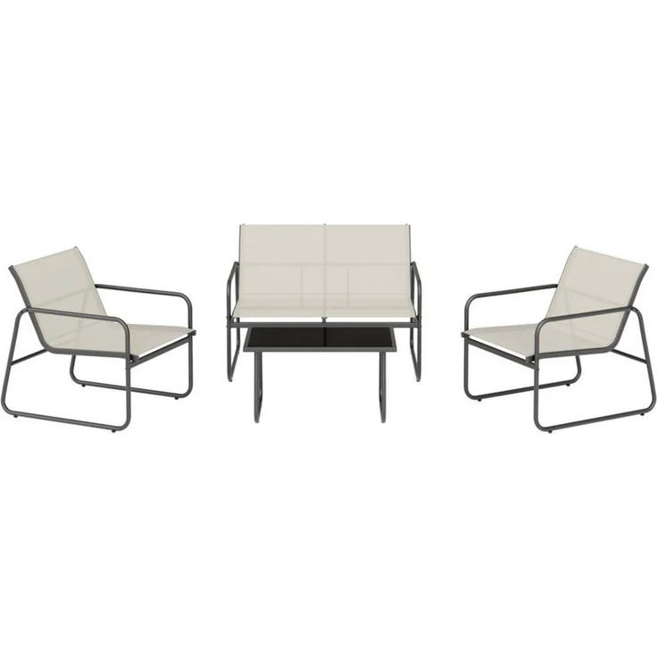 Mondeer Balkonset Gartenmöbel Set 4-tlg, (1 Tisch mit 1 Doppelstuhl 2 Einzelstühlen), Ergonomischen Armlehnen und Stabilem Stahlrahmen – Bild 3