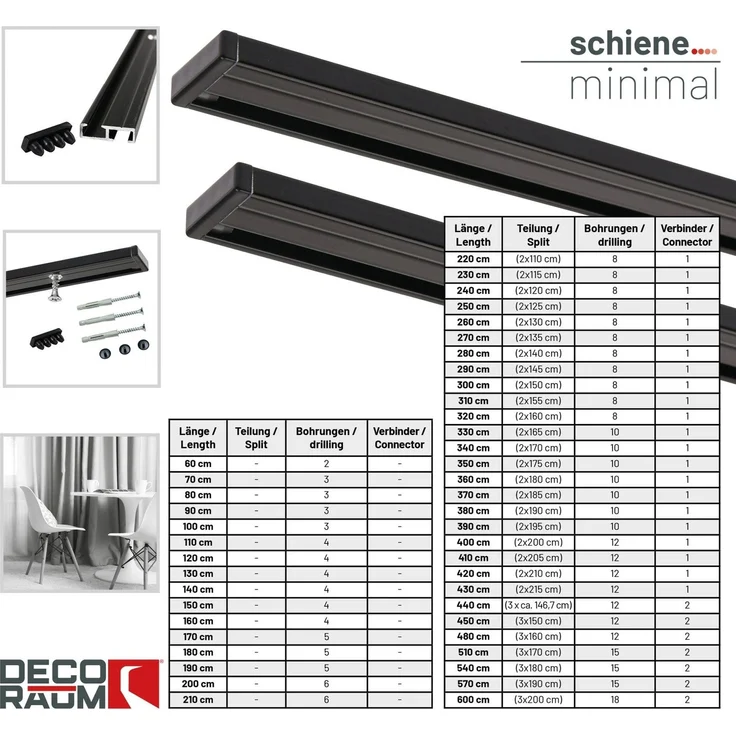 Deco-Raum® Gardinenschiene Minimal | Länge: 120cm | Material: Aluminium | Farbe: Schwarz – Bild 8