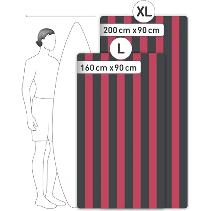 Fit-Flip Strandtuch XXL, Mikrofaser, leicht und schnelltrocknend, 100% recyceltes Strandhandtuch, weinrot-dunkelgrau gestreift, 200x90cm – Bild 4