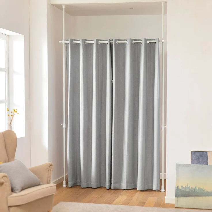 SoBuy KLS12-HG Raumteiler, Stoff, Lackiert, Hellgrau, 289,99 x 280,01 x 8,99 cm – Bild 4