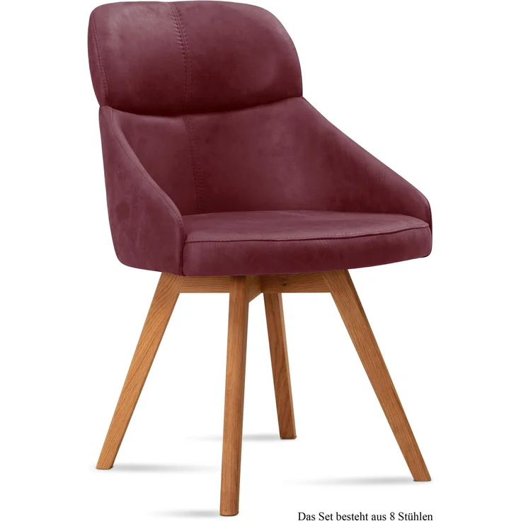 Esszimmerstuhl (8er-Set) Donna 52x82x63 Eiche geölt/Marsala