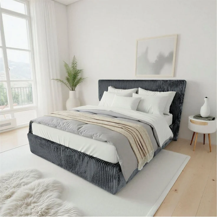OTTO home Polsterbett AVVRA in der Größe 180x200 cm, mit Breitcord bezogen, wahlweise mit Lattenrost und King-Matratze (28cm) – Bild 5