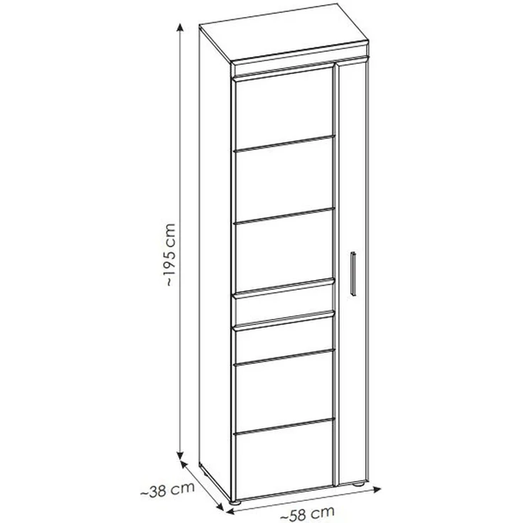 Garderobenschrank >GRANO< 4 Böden, 1 Stange, Viking Eiche Dekor / Kosmos Grau - 58x195x38 (BxHxT – Bild 3