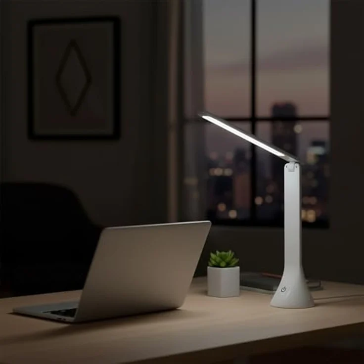 EAXUS LED Schreibtischlampe Moderne Touch Tischleuchte mit 3 Helligkeitsstufen, LED fest integriert, Tageslichtweiß, Stromversorgung über USB oder Batterien – Bild 7