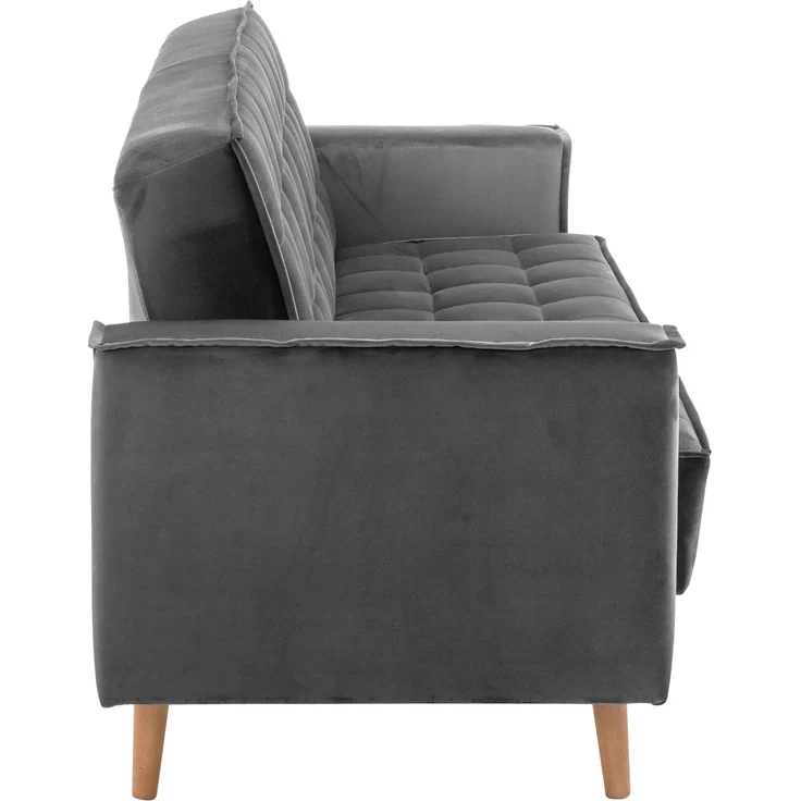 Sofa 3-Sitzer mit Bettfunktion Kavindra Samtvelours anthrazit – Bild 4