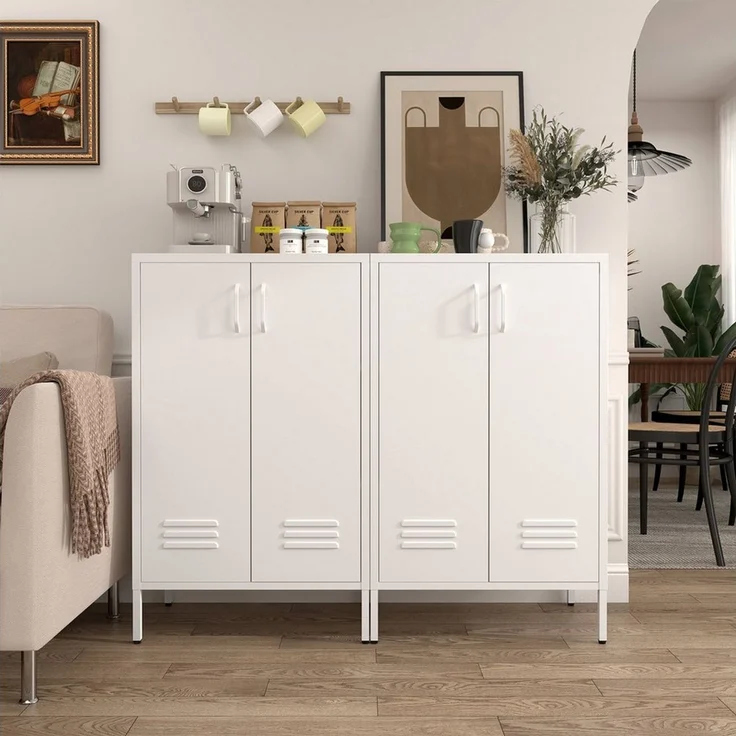 OKWISH Aktenschrank Metall-Aufbewahrungsschrank (mit 2 Türen & 2 verstellbaren Regalen, 1-St, 65*35*106.6cm) – Bild 4