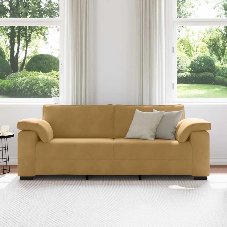 vidaXL 3-Sitzer-Sofa Braun 220x77x82 cm Samt 4105284 – Bild 2