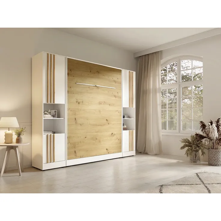 Vente-unique - RAPILI Bett Holz, Platte BeigeWeiß - B 51,2 cm239,2 cm x H 225,2 cm x L 279 cm – Bild 2