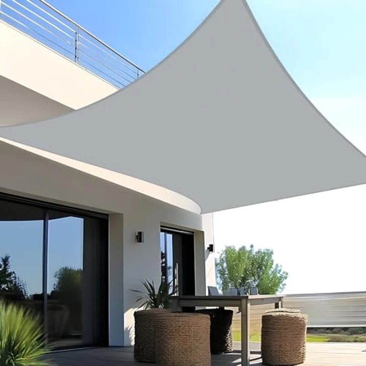 SUNNY GUARD Sonnensegel Rechteckig 2x2 m Wasserdicht Sonnenschutz Wetterschutz Segel Baldachin UV Schutz für Balkon Terrasse Garten, Hellgrau – Bild 2