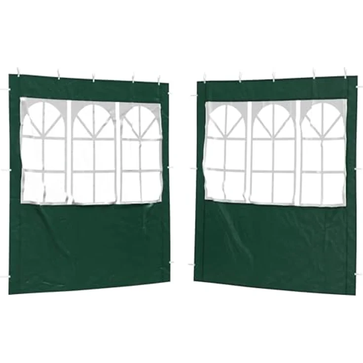 vidaXL Pavillon 200 x 195 cm, Party Zelt Seitenteil 2er Set, grün, PE und Stahl – Bild 1